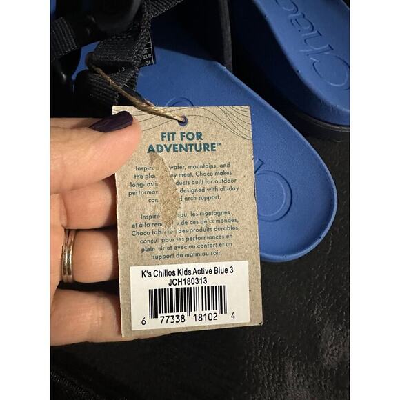 NEW Chacos Chillos Big Kids Black/Blue Slide Sandals, Sz 3, Unisex (C112) - Picture 5 of 6